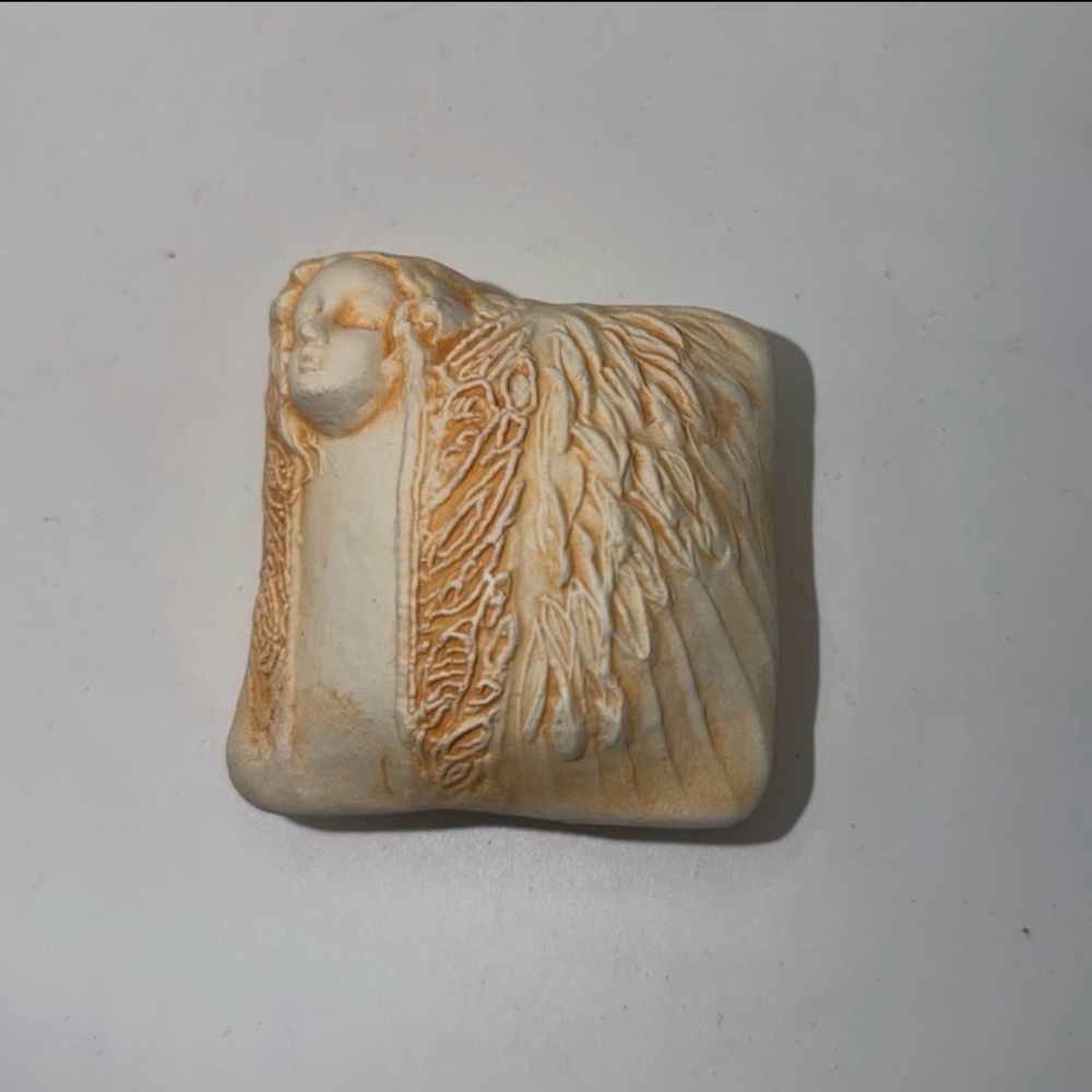 J. Davis Studio Guardian Angel Square 2 1/2” Ceramic Inner Spirit Rattle
